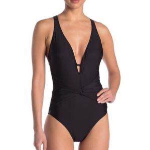 NWOT Athena Plunge Neck One-Piece Swimsuit